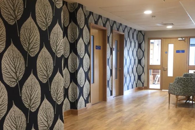 Navy wallpaper with white leaves