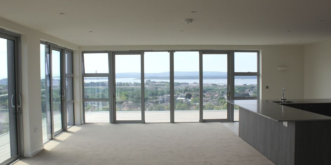 View from Vista apartment in Poole which was professionally decorated by Bell's Decor.
